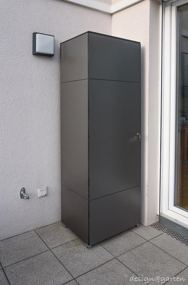 wetterfester Gartenschrank / Hochschrank in Urban Grey Metallic 61440