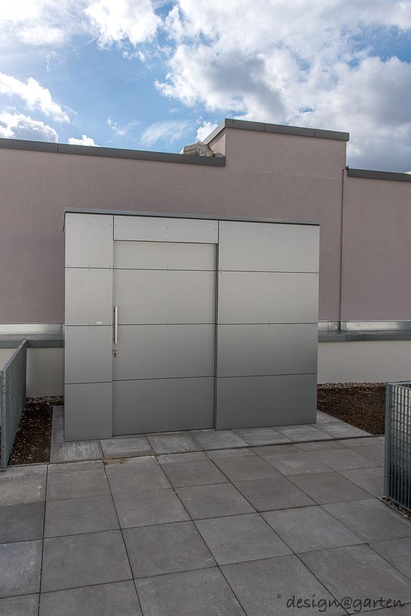 4 Gartenhäuser gart eins XXL auf einer Dachterrasse in Hamburg