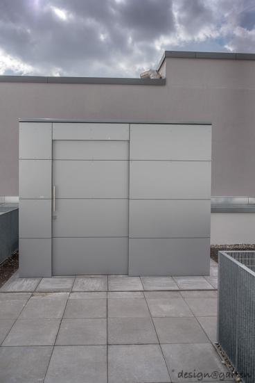 4 Gartenhäuser gart eins XXL auf einer Dachterrasse in Hamburg