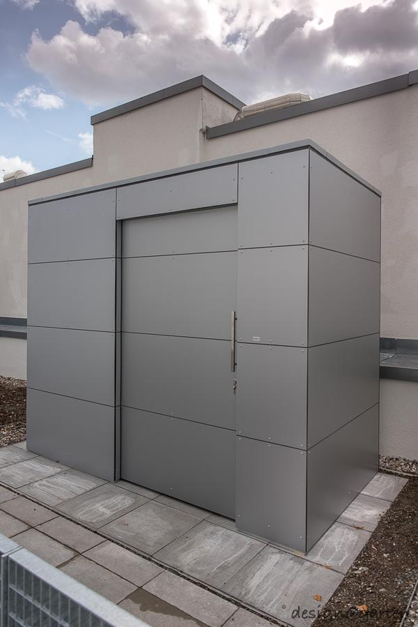 4 Gartenhäuser gart eins XXL auf einer Dachterrasse in Hamburg