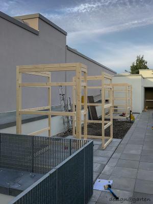 4 Gartenhäuser gart eins XXL auf einer Dachterrasse in Hamburg