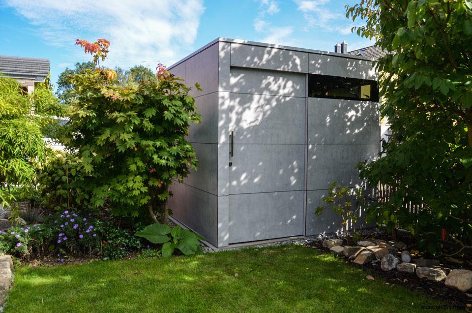 Gartenhaus gart zwei in BetonOptik, Augsburg Bergheim designgarten