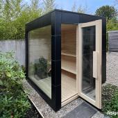 Schwarze Design-Gartensauna aus HPL Kostenanfrage