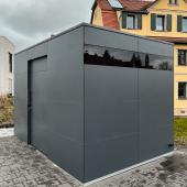 Edles Gartenhaus in Anthrazit mit Schiebetüre aus wetterfestem HPL Kostenanfrage