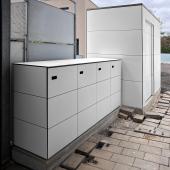 Schicke 4er Müllbox in weiss mit passendem Gartenhaus Kostenanfrage