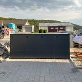Neue 4er Mülltonnenbox in anthrazit aus wetterfestem HPL Kostenanfrage