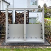 Extra breites Holzlager in hellgrau Kostenanfrage