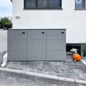 Moderne 3er Mülltonnenbox für 240L Mülltonnen in grau aus HPL Kostenanfrage