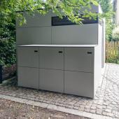 Einheitliches Design: Mülltonnenbox mit Gartenhaus als Anbaulösung Kostenanfrage