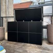 Auflagenbox in schwarz auf einer Dachterrasse Kostenanfrage