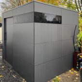 Gartenhaus aus HPL bei Regenwetter Kostenanfrage