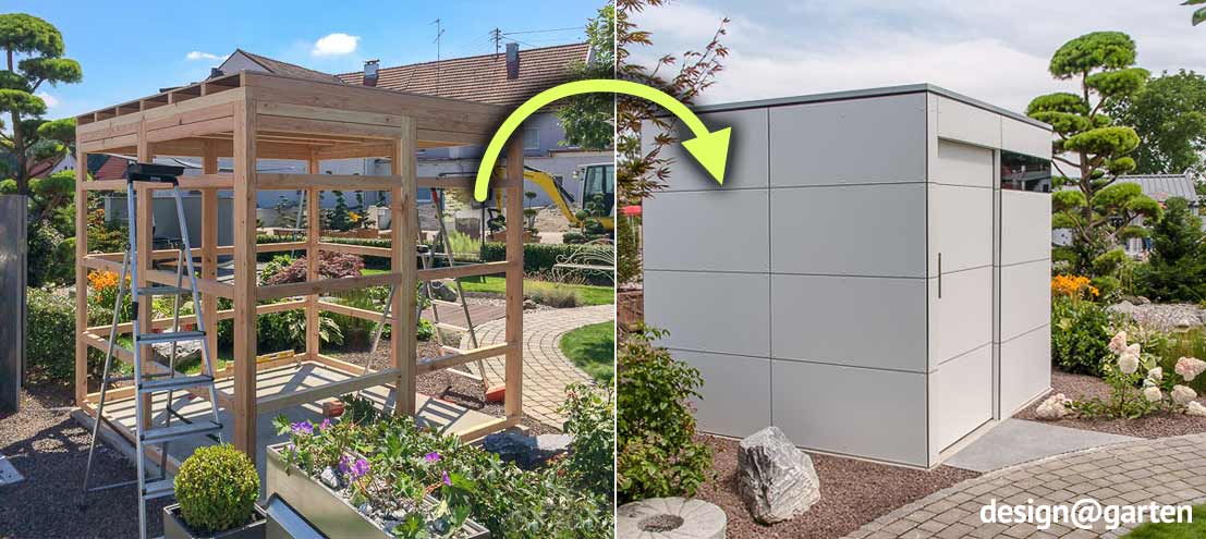 Montage eines Gartenhauses