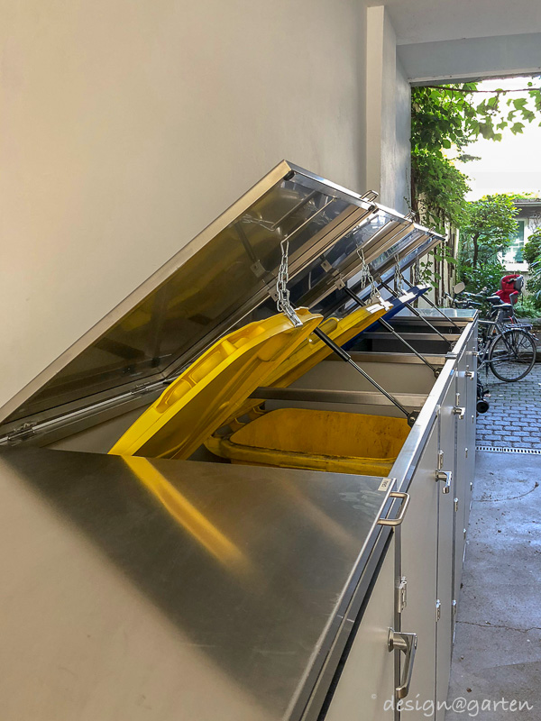 Mülltonnenboxen in Edelstahl und HPL