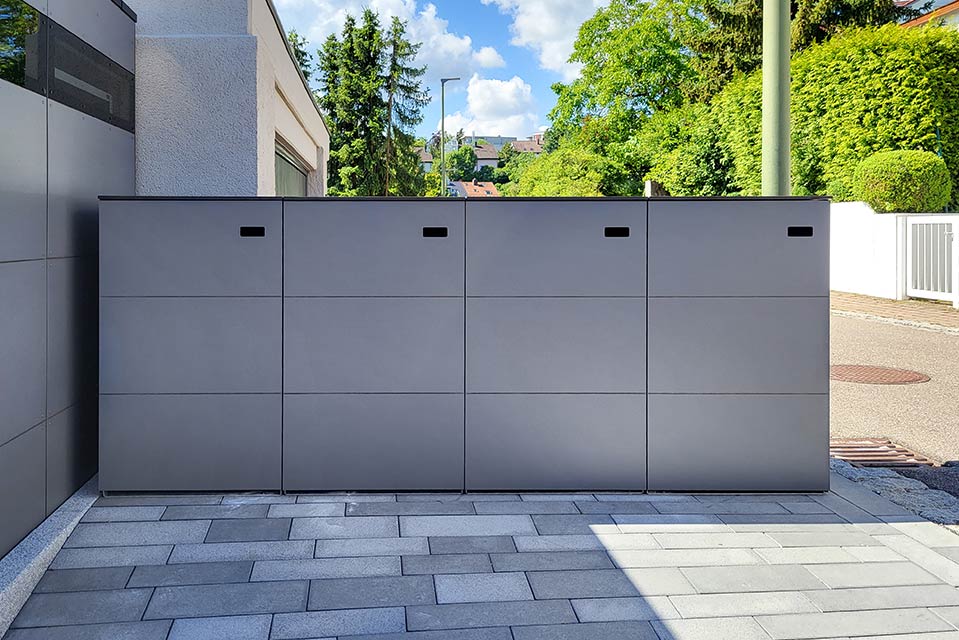 Elegant trash can enclosure in white