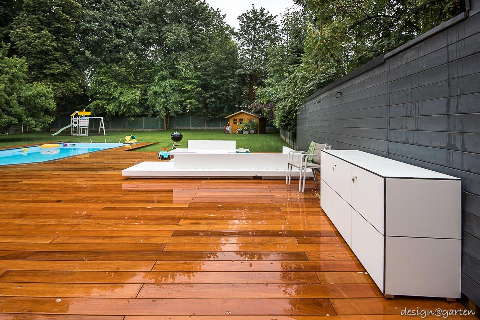 The ideal solution for swimming fun: HPL sideboard as a pool cabinet