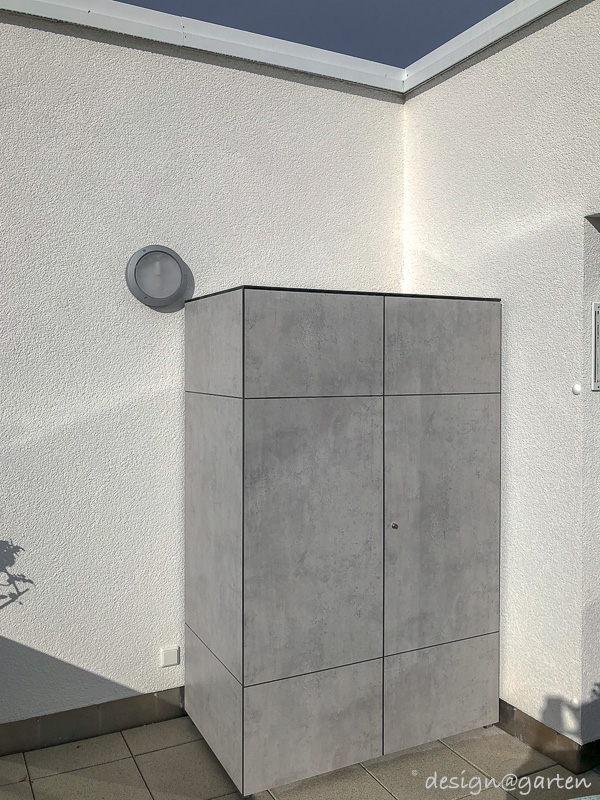 Functionality meets design: HPL equipment cabinet for the patio