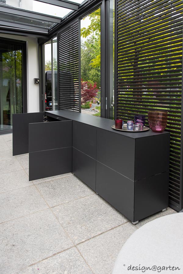 Modern design element: XXL sideboard for outdoor use