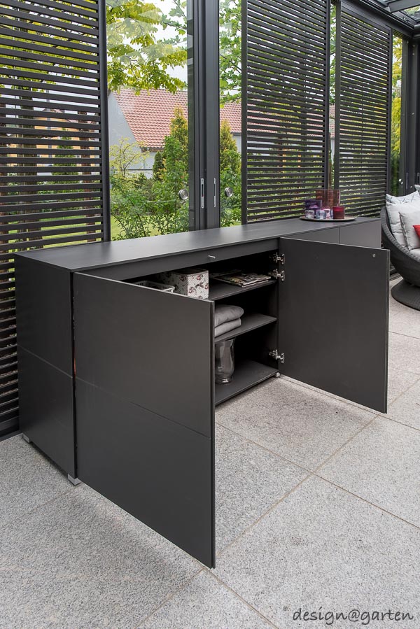 Modern design element: XXL sideboard for outdoor use