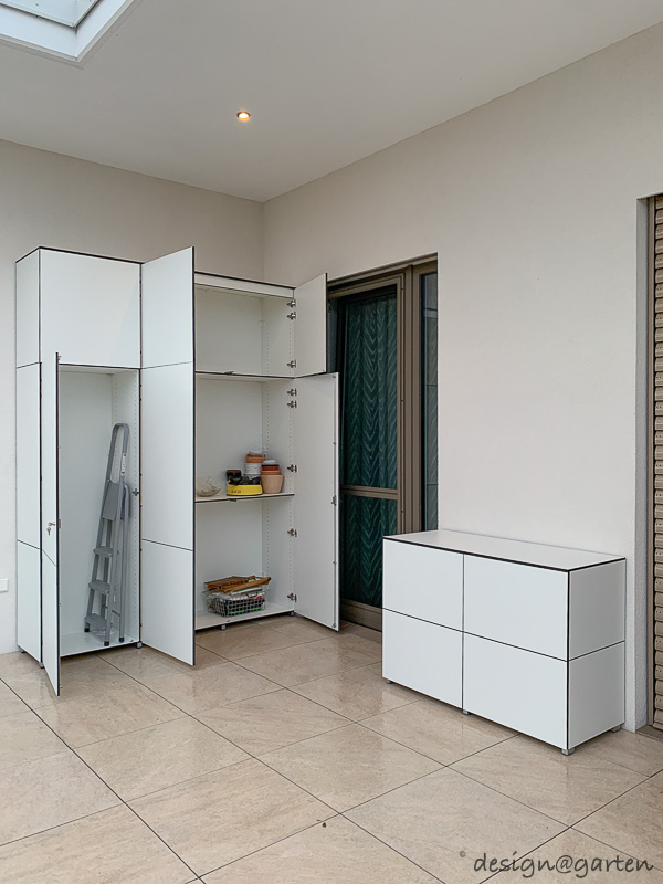 Waterproof XXL roof terrace cabinet as a customised storage system