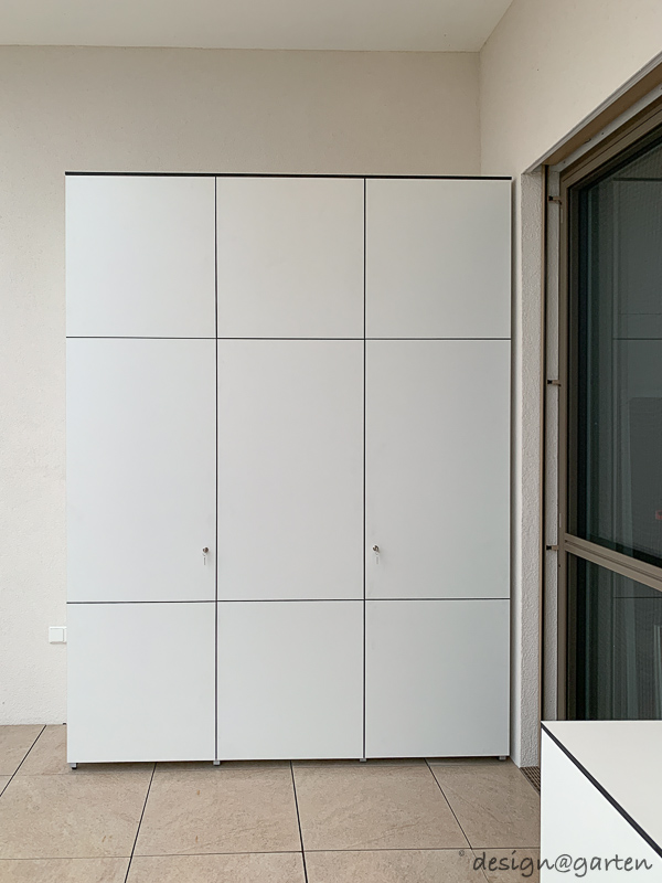 Waterproof XXL roof terrace cabinet as a customised storage system