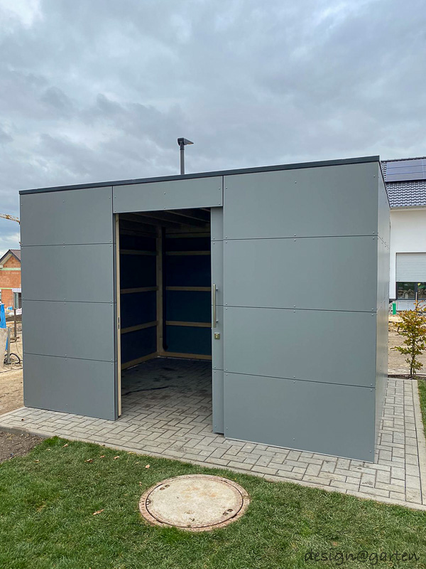 Purist garden shed for modern architecture: efficiency and weather protection 2