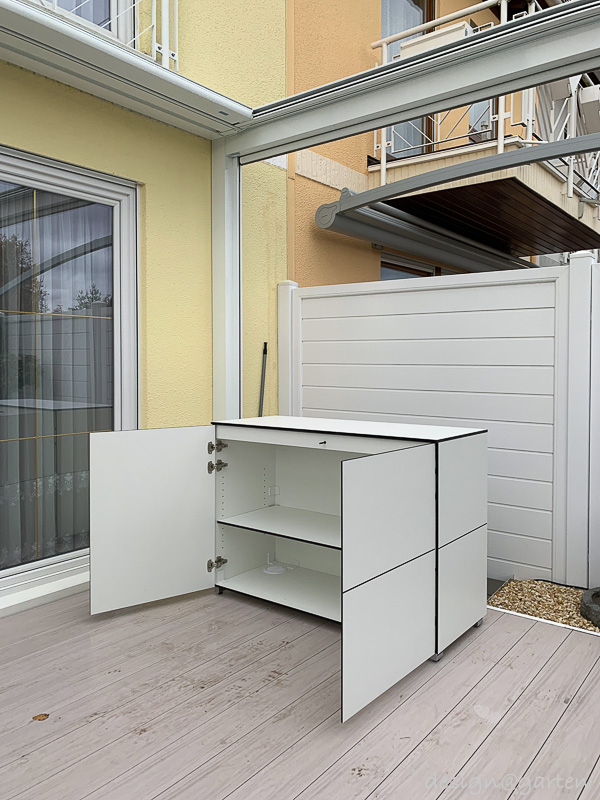 Weatherproof outdoor sideboard as part of garden design in Dresden 1
