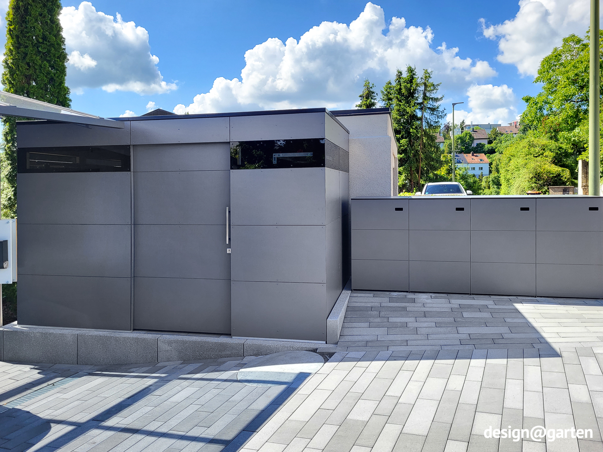 Modern 4-unit 240-litre bin storage unit 1