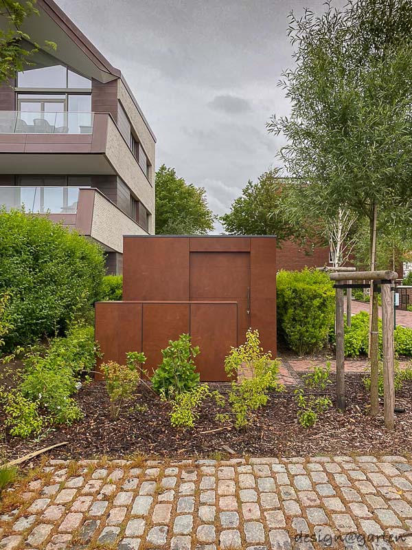 Abri de jardin design aspect Corten à Wyk sur Föhr 1