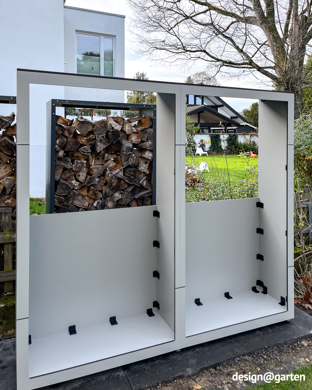 Rangement à bois extra large en gris clair (260 cm) – fonctionnel et esthétique 3