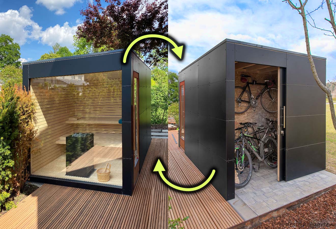 Combinazione di sauna e casa da giardino