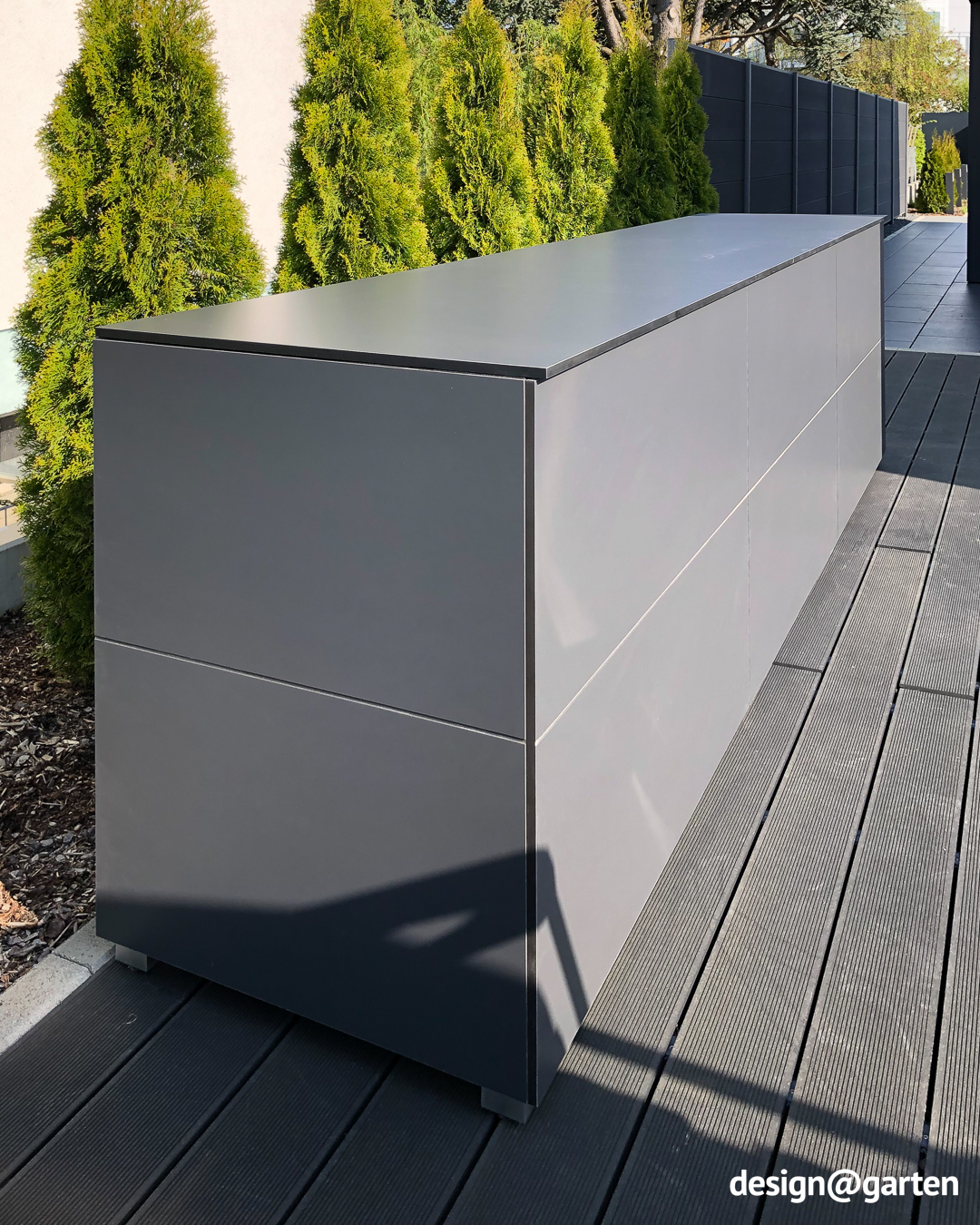 Box da giardino lungo in antracite per cuscini, imbottiture e accessori per barbecue 2